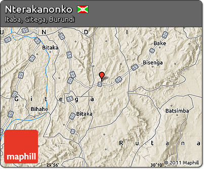 Shaded Relief Map of Nterakanonko