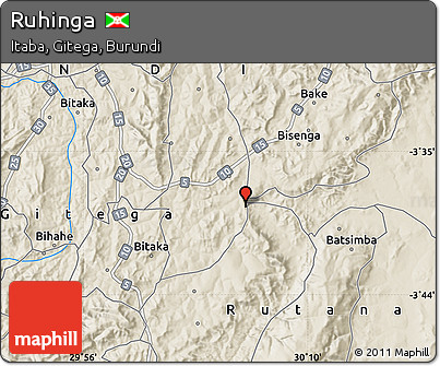 Shaded Relief Map of Ruhinga