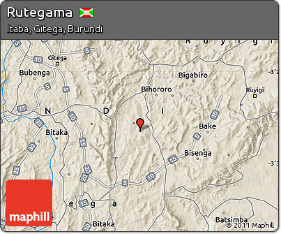 Shaded Relief Map of Rutegama