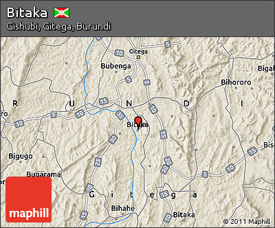 Shaded Relief Map of Bitaka