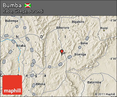 Shaded Relief Map of Bumba