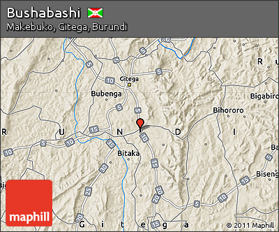 Shaded Relief Map of Bushabashi