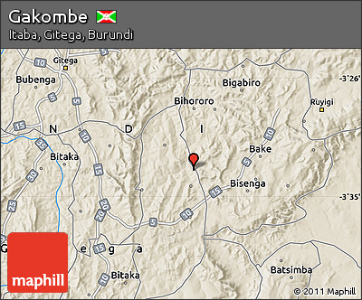 Shaded Relief Map of Gakombe