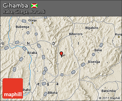 Shaded Relief Map of Gihamba