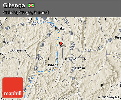 Shaded Relief Map of Gitenga