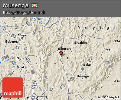Shaded Relief Map of Musenga