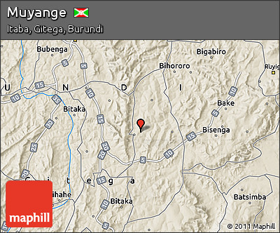 Shaded Relief Map of Muyange