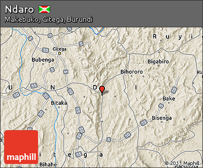 Shaded Relief Map of Ndaro
