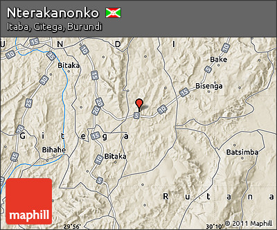 Shaded Relief Map of Nterakanonko