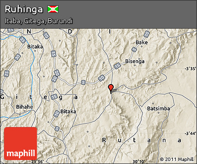 Shaded Relief Map of Ruhinga