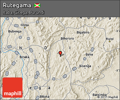 Shaded Relief Map of Rutegama