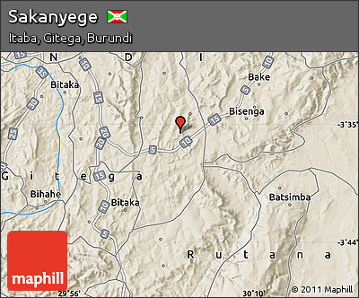 Shaded Relief Map of Sakanyege