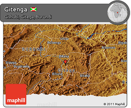 Physical Panoramic Map of Gitenga