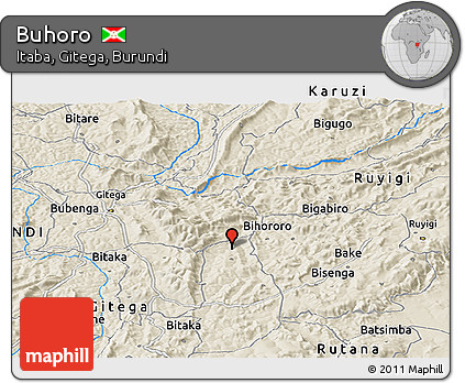 Shaded Relief Panoramic Map of Buhoro