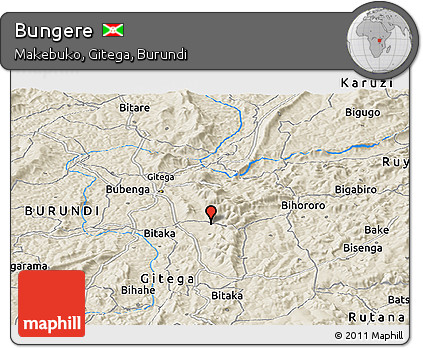 Shaded Relief Panoramic Map of Bungere