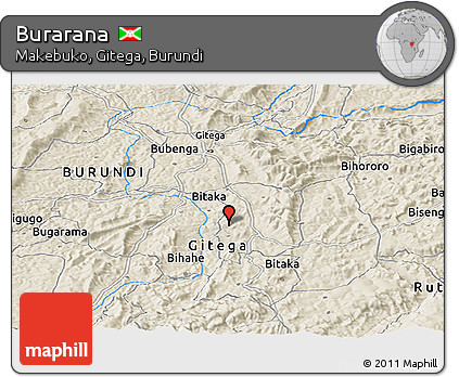 Shaded Relief Panoramic Map of Burarana