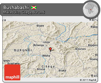 Shaded Relief Panoramic Map of Bushabashi