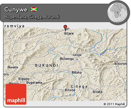 Shaded Relief Panoramic Map of Cunywe