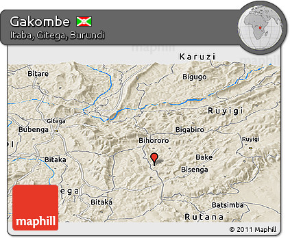 Shaded Relief Panoramic Map of Gakombe