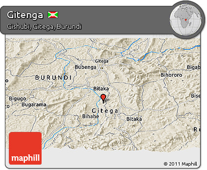 Shaded Relief Panoramic Map of Gitenga