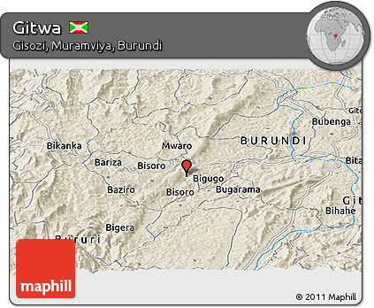 Shaded Relief Panoramic Map of Gitwa