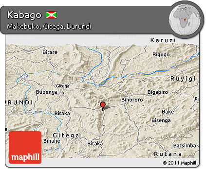 Shaded Relief Panoramic Map of Kabago