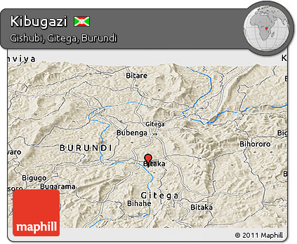 Shaded Relief Panoramic Map of Kibugazi