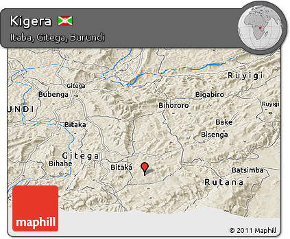 Shaded Relief Panoramic Map of Kigera