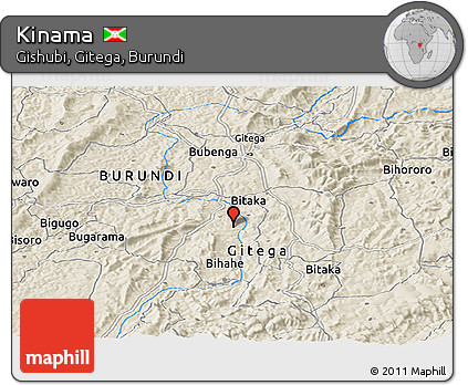 Shaded Relief Panoramic Map of Kinama