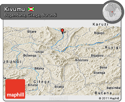 Shaded Relief Panoramic Map of Kivumu