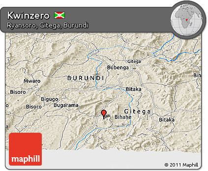 Shaded Relief Panoramic Map of Kwinzero