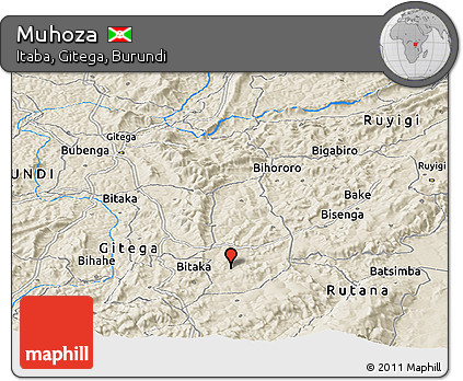 Shaded Relief Panoramic Map of Muhoza