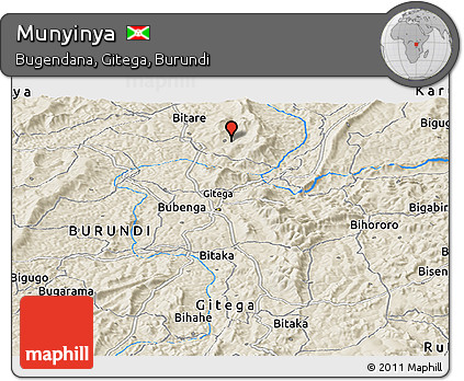Shaded Relief Panoramic Map of Munyinya