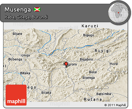 Shaded Relief Panoramic Map of Musenga