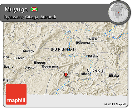 Shaded Relief Panoramic Map of Muyuga