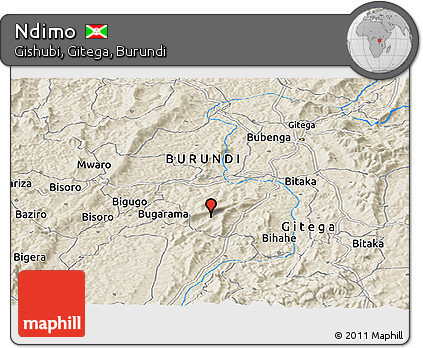 Shaded Relief Panoramic Map of Ndimo