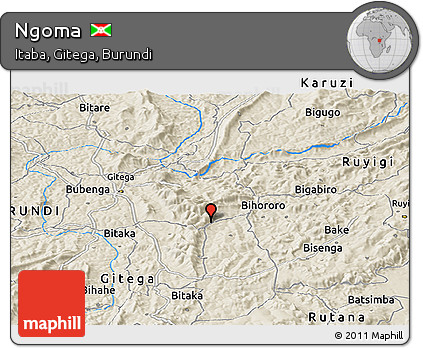 Shaded Relief Panoramic Map of Ngoma