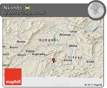 Shaded Relief Panoramic Map of Nkondo