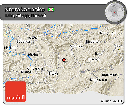 Shaded Relief Panoramic Map of Nterakanonko