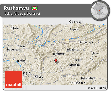 Shaded Relief Panoramic Map of Rushamvu