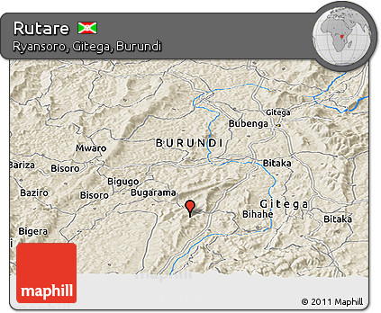 Shaded Relief Panoramic Map of Rutare