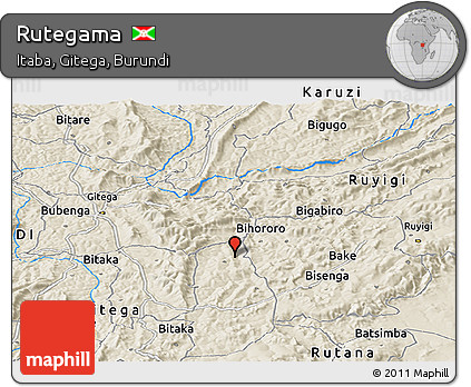Shaded Relief Panoramic Map of Rutegama