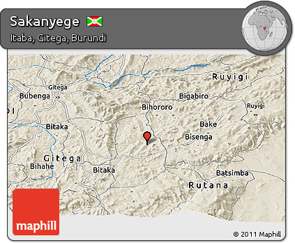Shaded Relief Panoramic Map of Sakanyege
