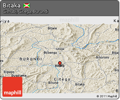 Shaded Relief Panoramic Map of Bitaka