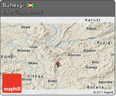 Shaded Relief Panoramic Map of Buhevyi