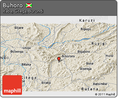 Shaded Relief Panoramic Map of Buhoro