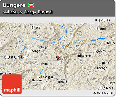 Shaded Relief Panoramic Map of Bungere