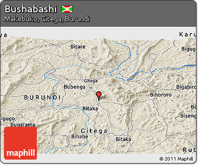 Shaded Relief Panoramic Map of Bushabashi