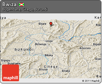 Shaded Relief Panoramic Map of Bwiza