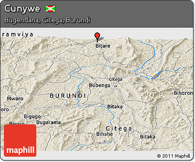 Shaded Relief Panoramic Map of Cunywe